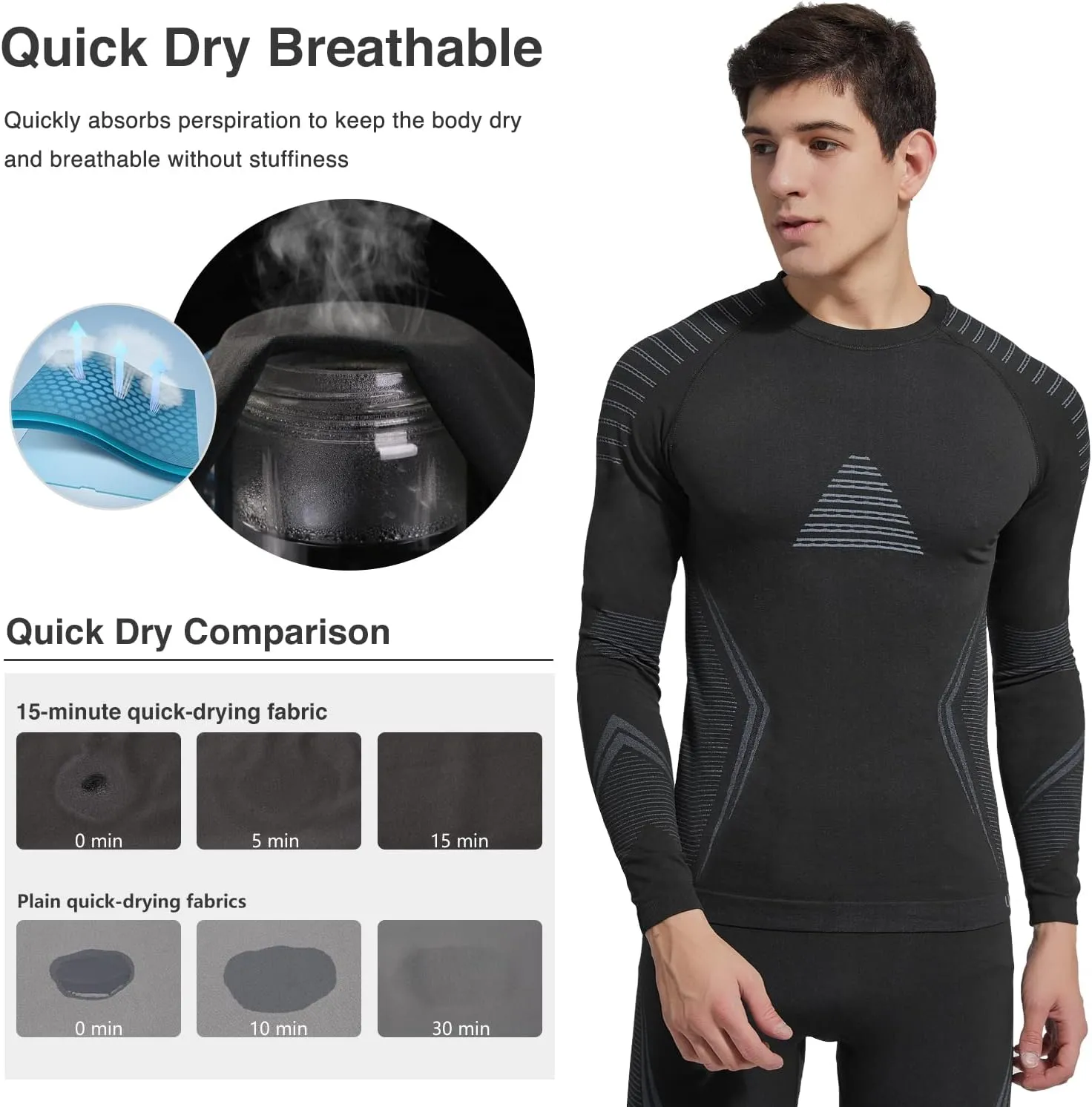 UNIQUEBLLA Long Johns Thermal Underwear Set for Men Thermal Base Layer Cold Weather Bottom Top