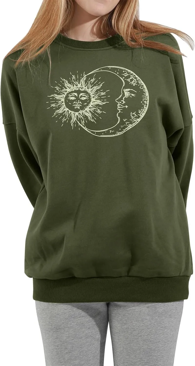 utcoco Womens Oversized Sweatshirts Graphic Long Sleeve Crewneck Loose Fit Casual Pullover Tops