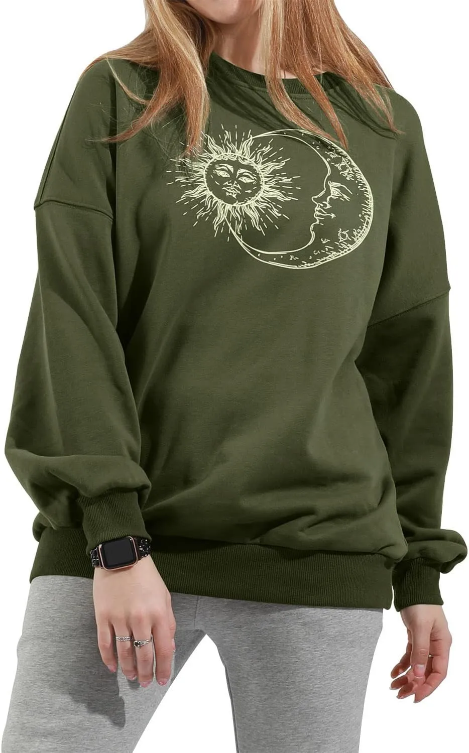 utcoco Womens Oversized Sweatshirts Graphic Long Sleeve Crewneck Loose Fit Casual Pullover Tops
