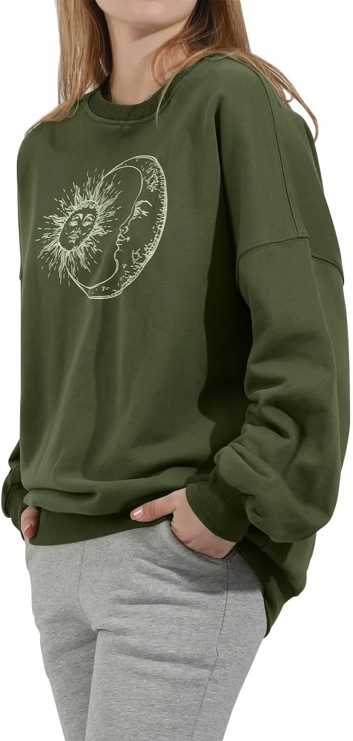 utcoco Womens Oversized Sweatshirts Graphic Long Sleeve Crewneck Loose Fit Casual Pullover Tops