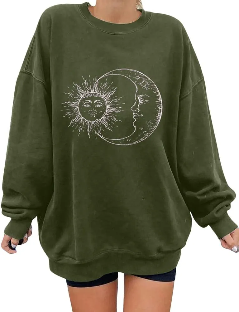 utcoco Womens Oversized Sweatshirts Graphic Long Sleeve Crewneck Loose Fit Casual Pullover Tops