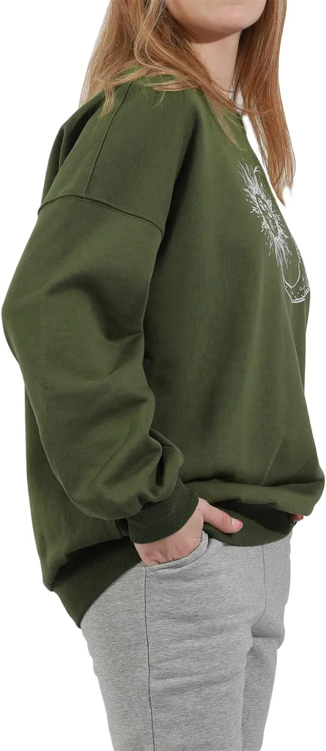 utcoco Womens Oversized Sweatshirts Graphic Long Sleeve Crewneck Loose Fit Casual Pullover Tops