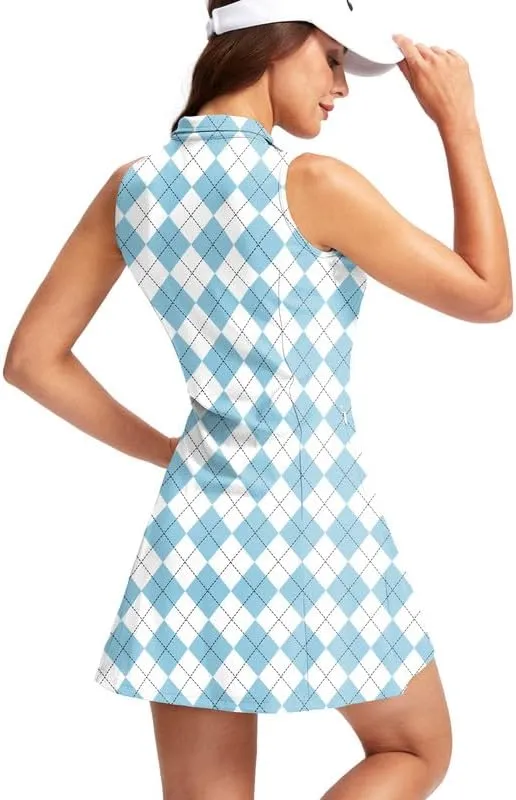 Viodia Women's Tennis Golf Dress with Shorts Active Exercise Workout Sports Athletic Dresses for Women with Zipper Pockets
