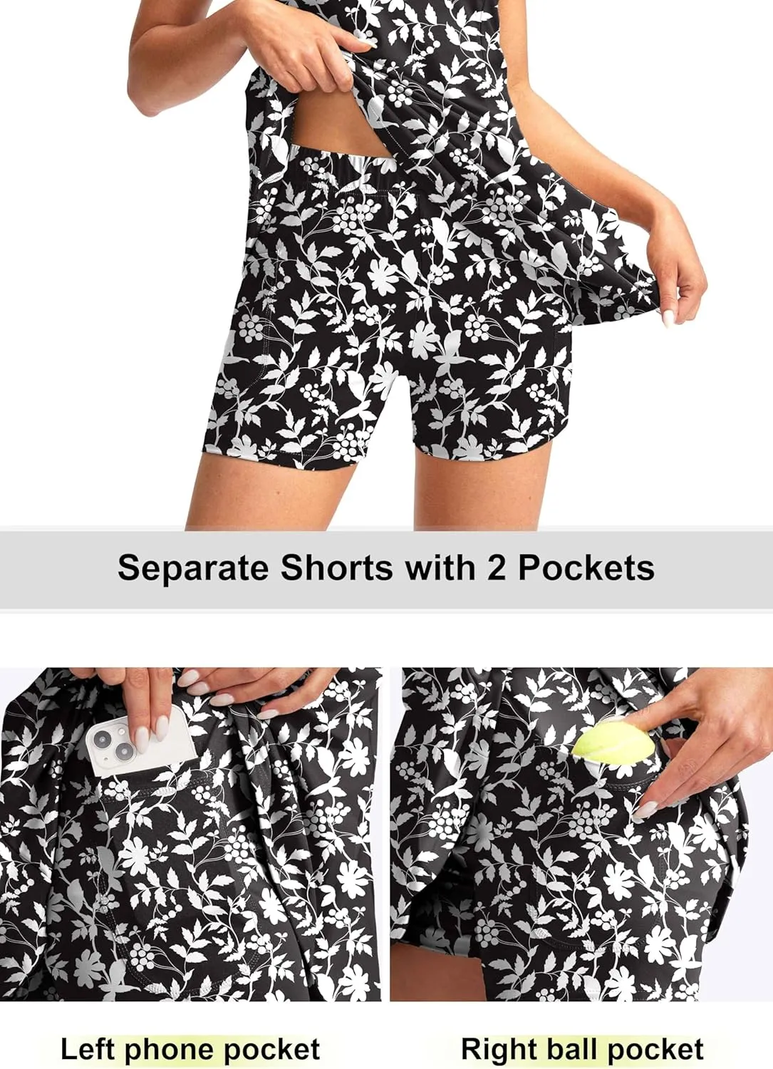 Viodia Women's Tennis Golf Dress with Shorts Active Exercise Workout Sports Athletic Dresses for Women with Zipper Pockets