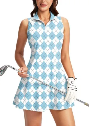 Viodia Women's Tennis Golf Dress with Shorts Active Exercise Workout Sports Athletic Dresses for Women with Zipper Pockets