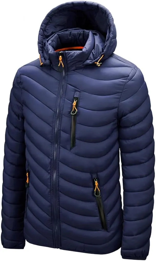 Warm Jacket Men Windbreaker Spring Autumn Hooded Parkas Fashion Casual Lightweight Cotton Padded Coat