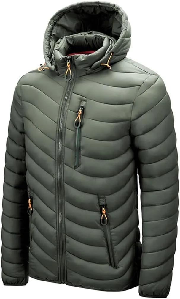 Warm Jacket Men Windbreaker Spring Autumn Hooded Parkas Fashion Casual Lightweight Cotton Padded Coat