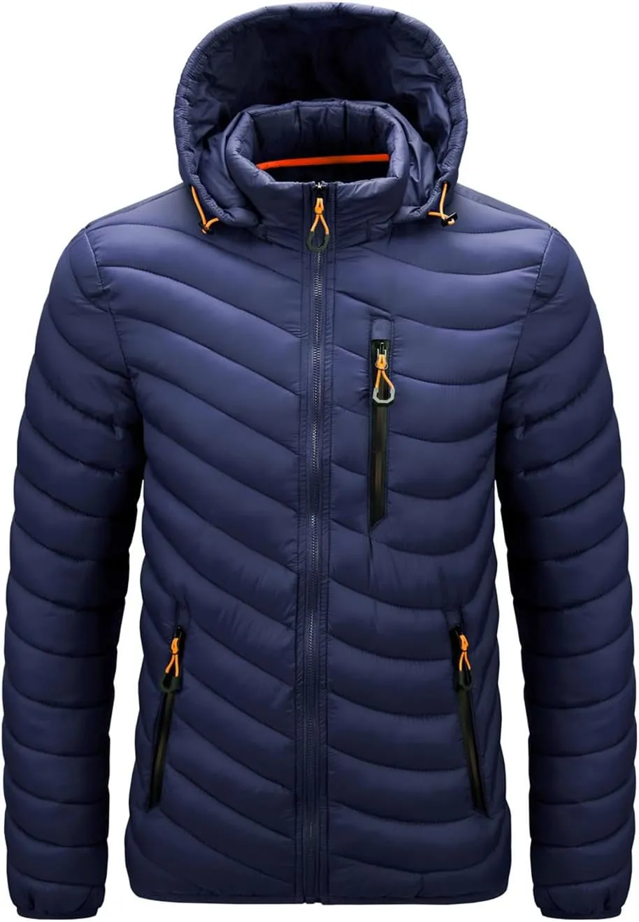 Warm Jacket Men Windbreaker Spring Autumn Hooded Parkas Fashion Casual Lightweight Cotton Padded Coat