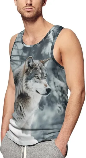 Wolves Winter Forests Men's Tank Top Sleeveless T-Shirt Pullover Vest Shirts Gym Workout Beach Funny