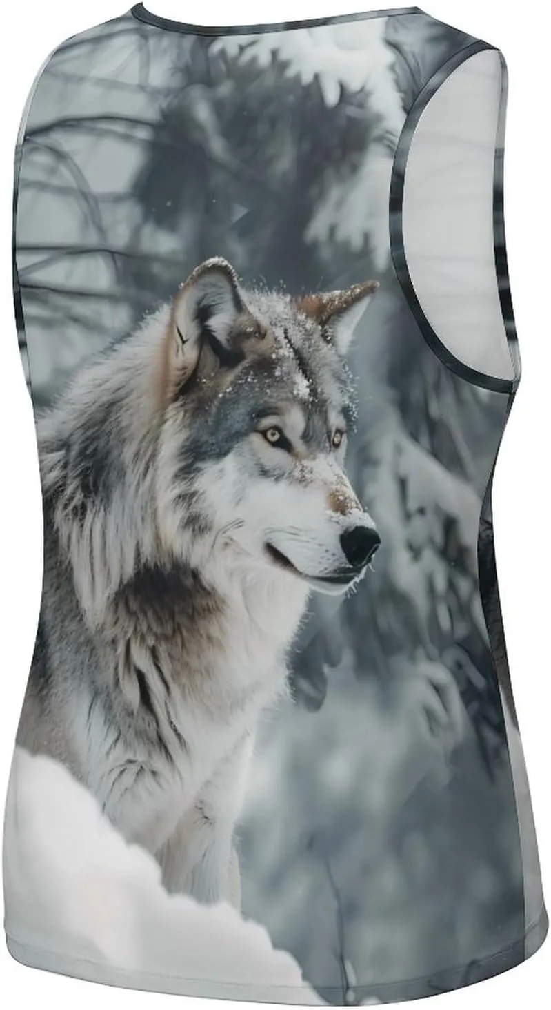 Wolves Winter Forests Men's Tank Top Sleeveless T-Shirt Pullover Vest Shirts Gym Workout Beach Funny