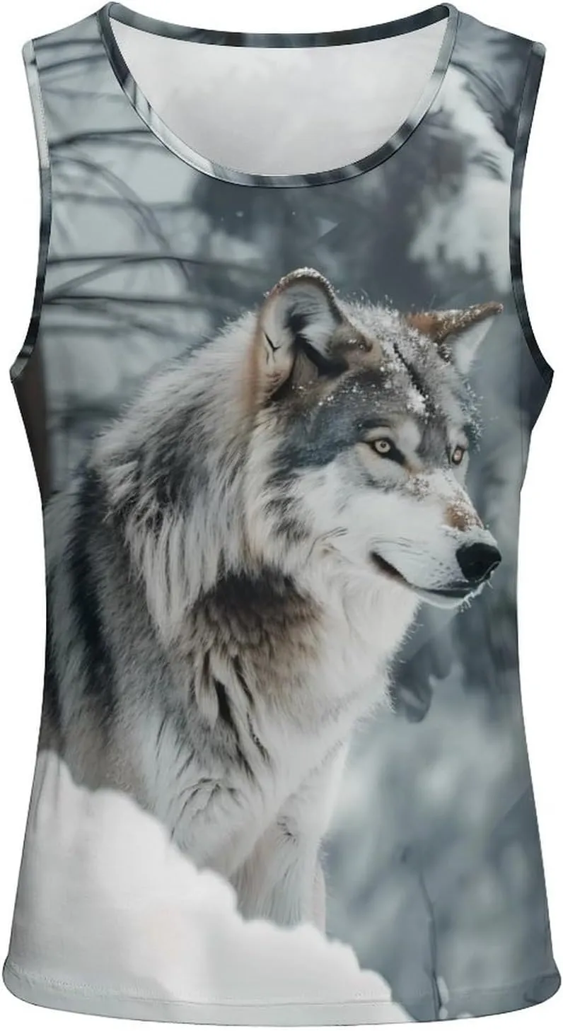 Wolves Winter Forests Men's Tank Top Sleeveless T-Shirt Pullover Vest Shirts Gym Workout Beach Funny