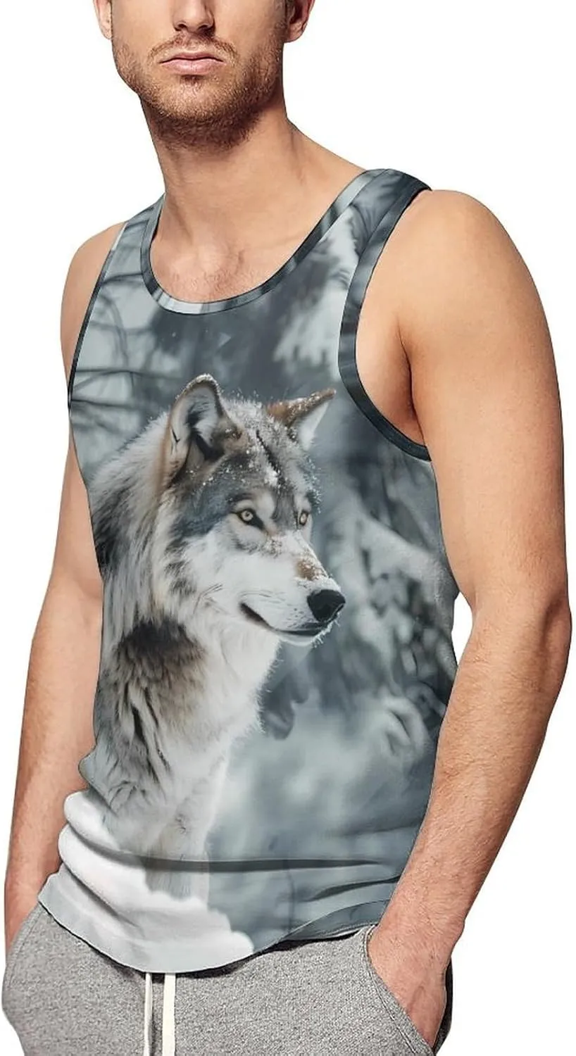 Wolves Winter Forests Men's Tank Top Sleeveless T-Shirt Pullover Vest Shirts Gym Workout Beach Funny