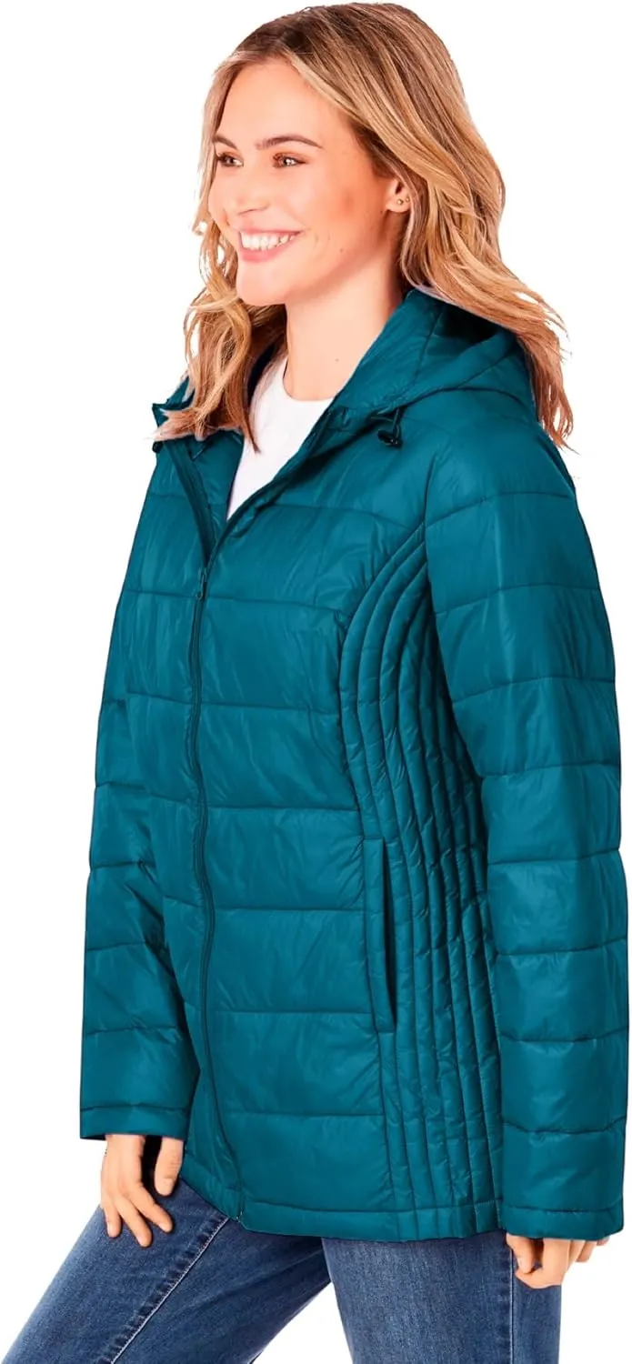 Woman Within Plus Size Packable Puffer Jacket