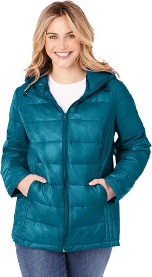 Woman Within Plus Size Packable Puffer Jacket