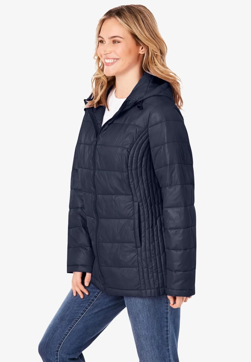 Woman Within Plus Size Packable Puffer Jacket