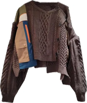 Women Irregular Patchwork Single-Breasted Plaid Stripe Cardigan Sweater Contrast Color Warm O-Neck Long Sleeves Knitted Tops