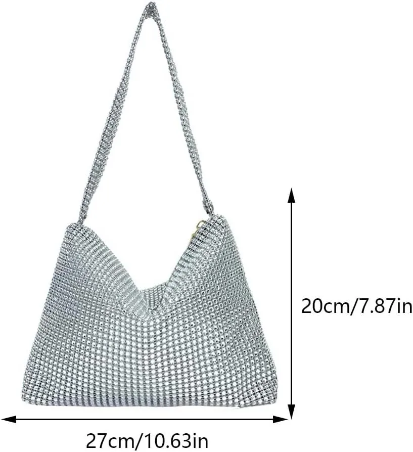 Women Lady Evening Dinner Clutch Bag Glitter Rhinestone Decorated Fashionable Shoulder Handbag Everyday Shoulder B