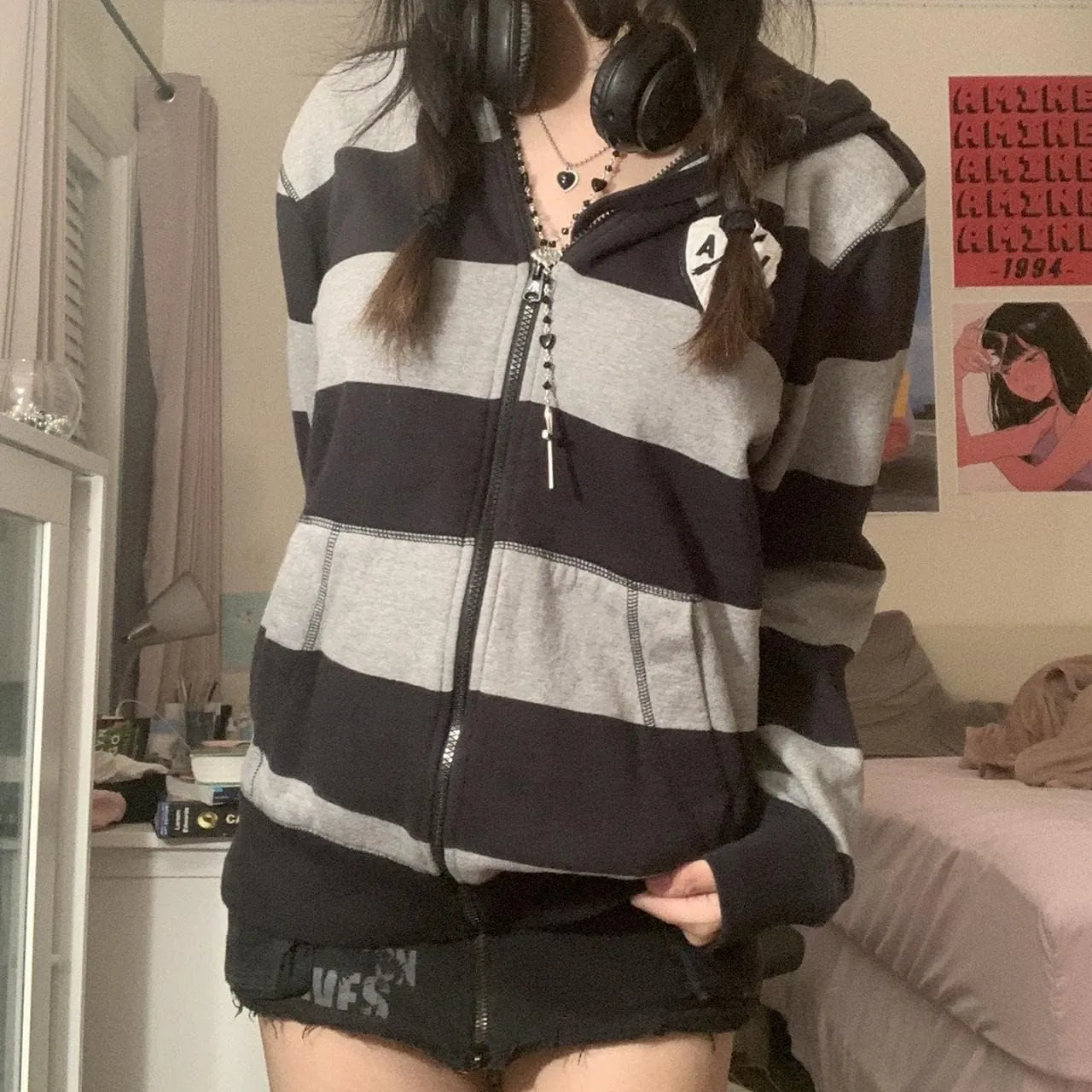Women Men Oversized Y2K Zip Up Sweatshirt Hoodie Jacket Halloween Skeleton Print Coat Aesthetic Streetwear Top