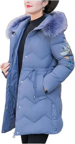 Women Parka Winter Jacket Down Cotton Coat Hooded Thicken Padded Puffer Parkas Mother Clothes