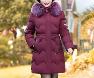 Women Parka Winter Jacket Down Cotton Coat Hooded Thicken Padded Puffer Parkas Mother Clothes