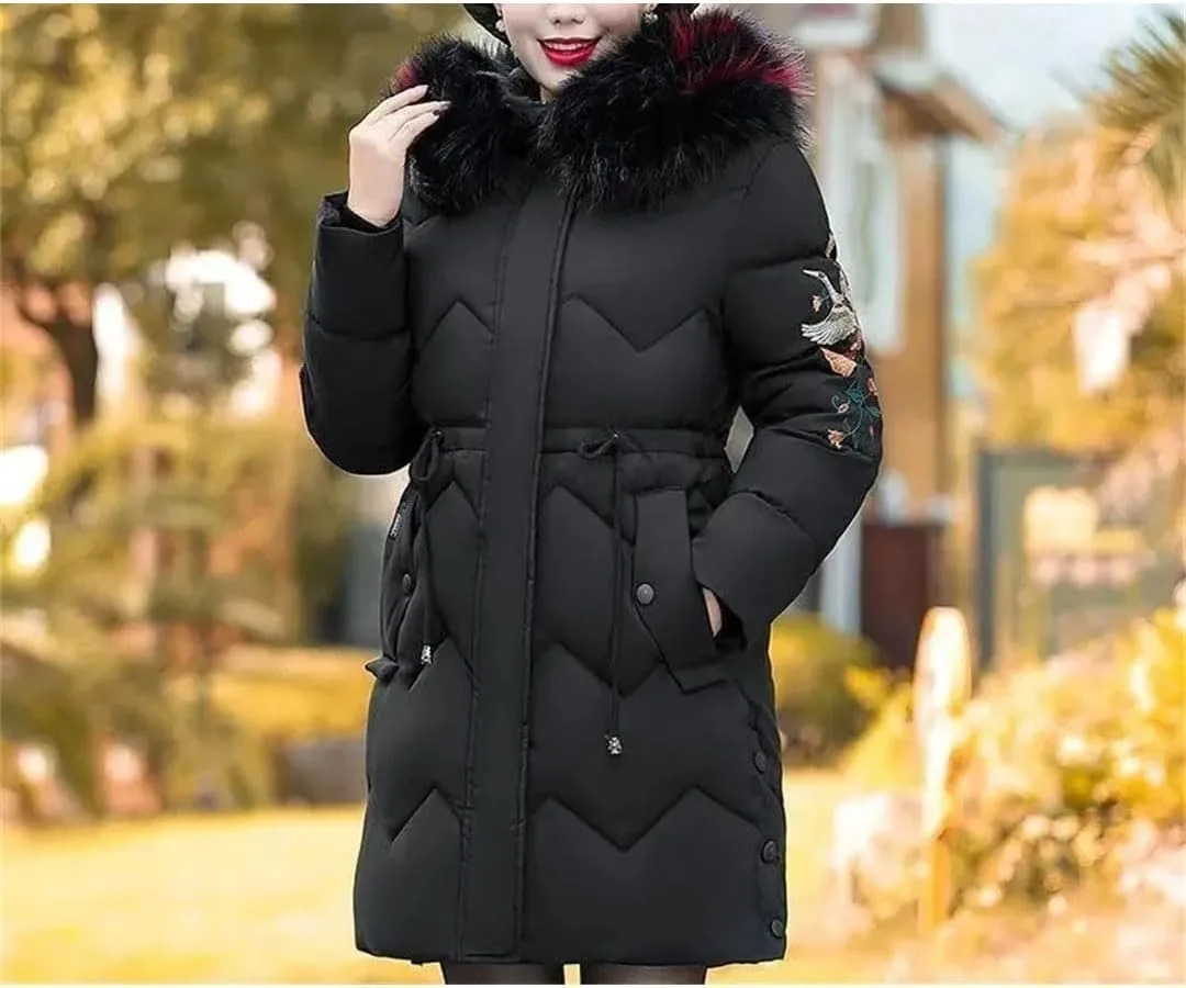 Women Parka Winter Jacket Down Cotton Coat Hooded Thicken Padded Puffer Parkas Mother Clothes