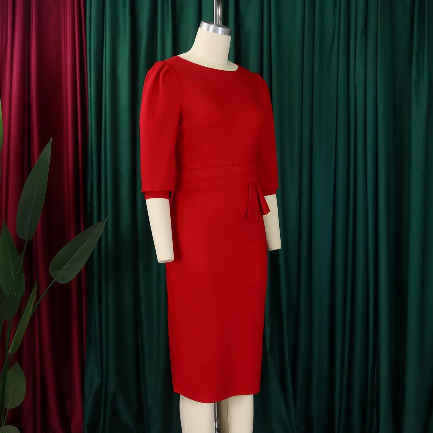 Women's 2024 Summer New Round Neck Pleated Temperament Fashionable Pencil Skirt