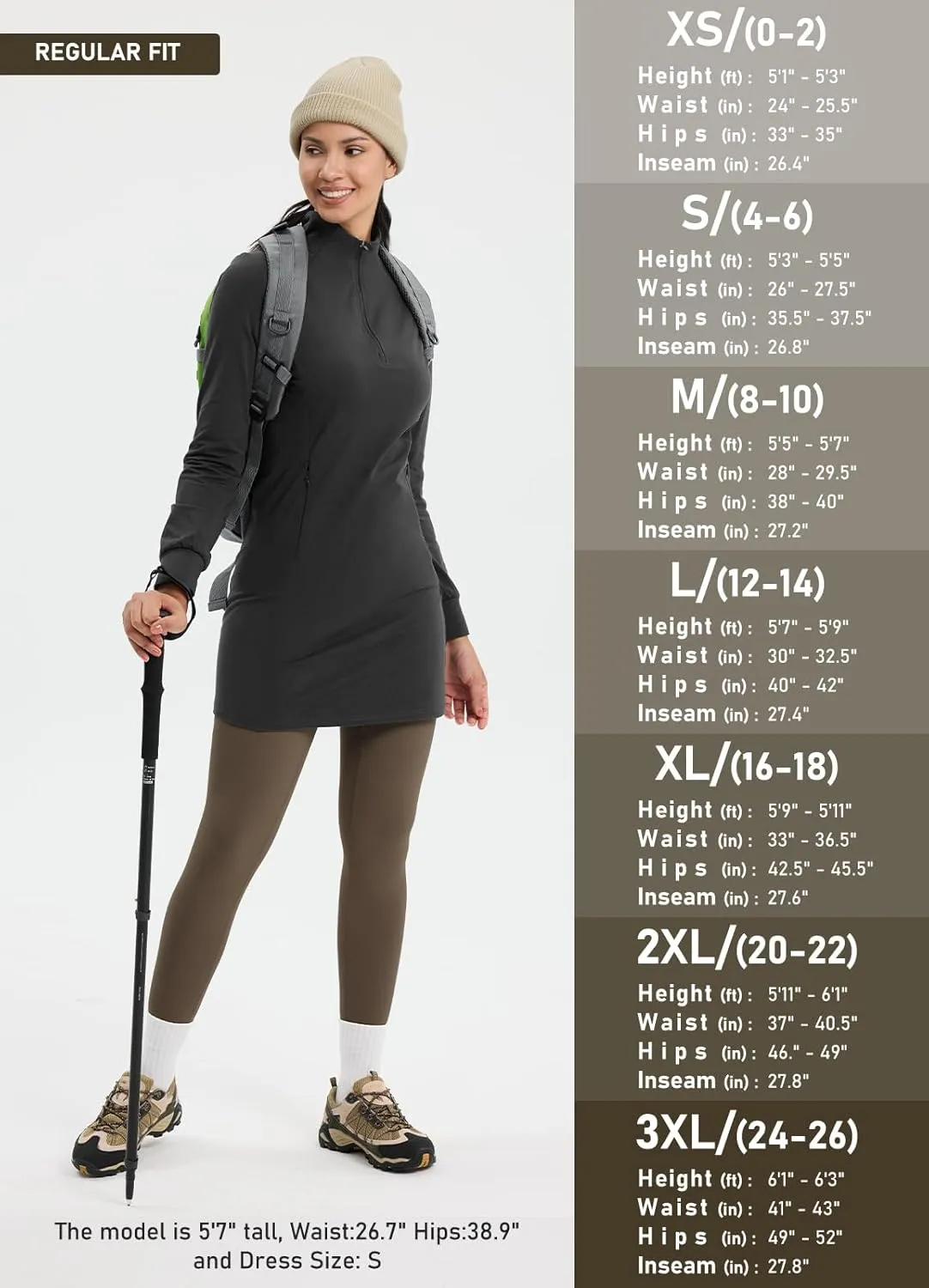 Women's 27" High Waisted Hiking Leggings with Zipper Pockets Tummy Control Workout Running Yoga Cargo Pants