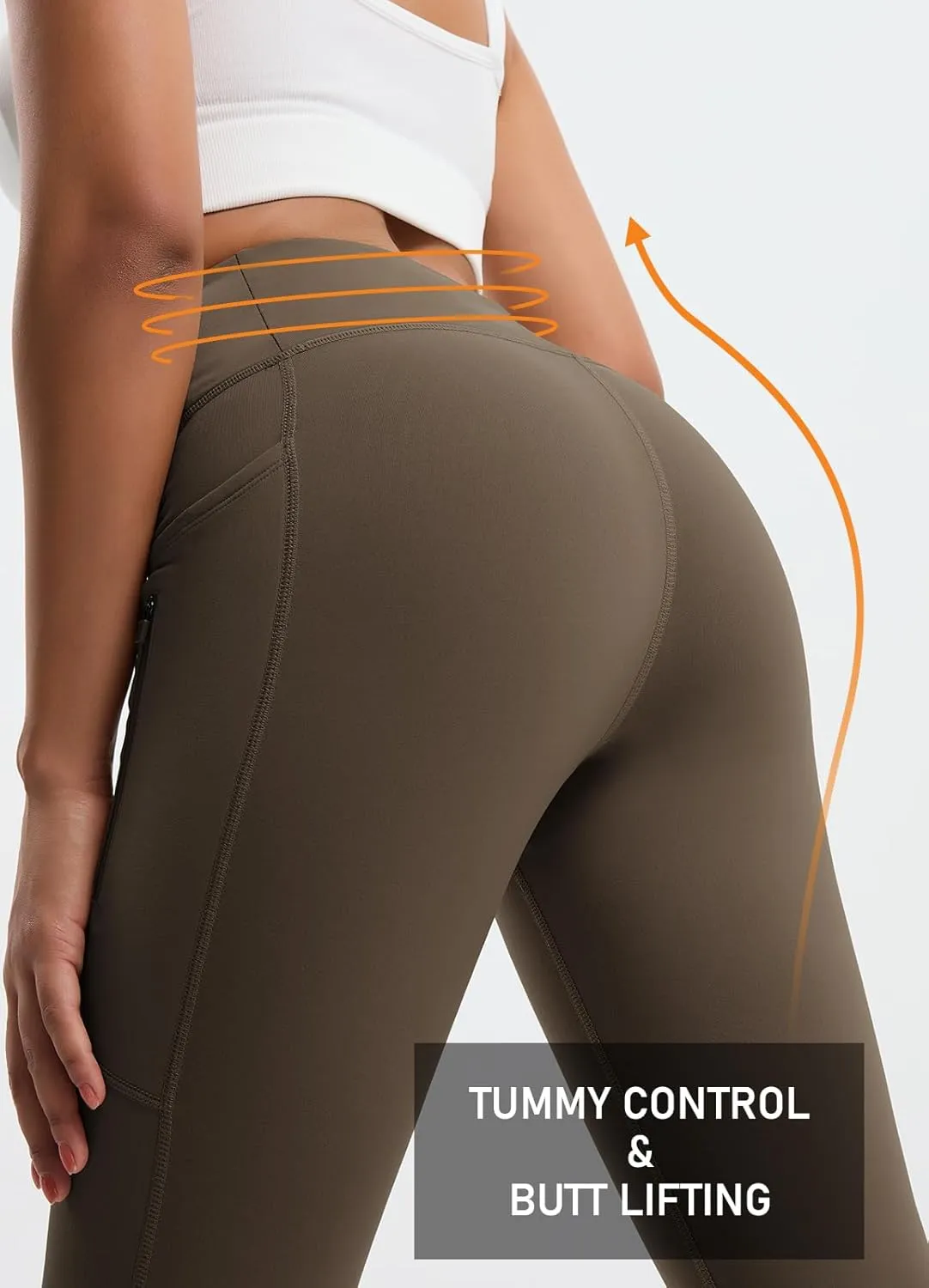 Women's 27" High Waisted Hiking Leggings with Zipper Pockets Tummy Control Workout Running Yoga Cargo Pants