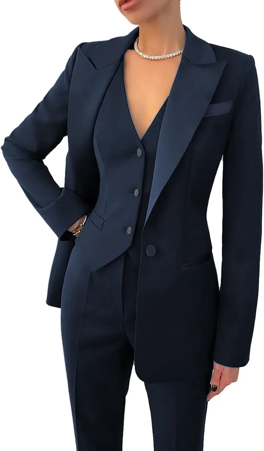 Women's 3 Piece Office Lady Suit Set for Business - Casual Blazer Pant Set for Work