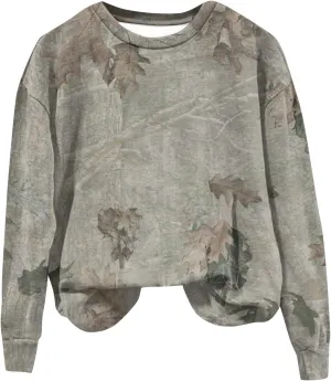 Womens Camo Crewneck Sweatshirt Maple Leaf Print Casual Long Sleeve Trendy Pullover Hoodie Oversized Sweatshirts
