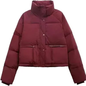 Women's Cotton-padded Clothes Short Stand Collar Thicken Bread Women Coat Tops Winter
