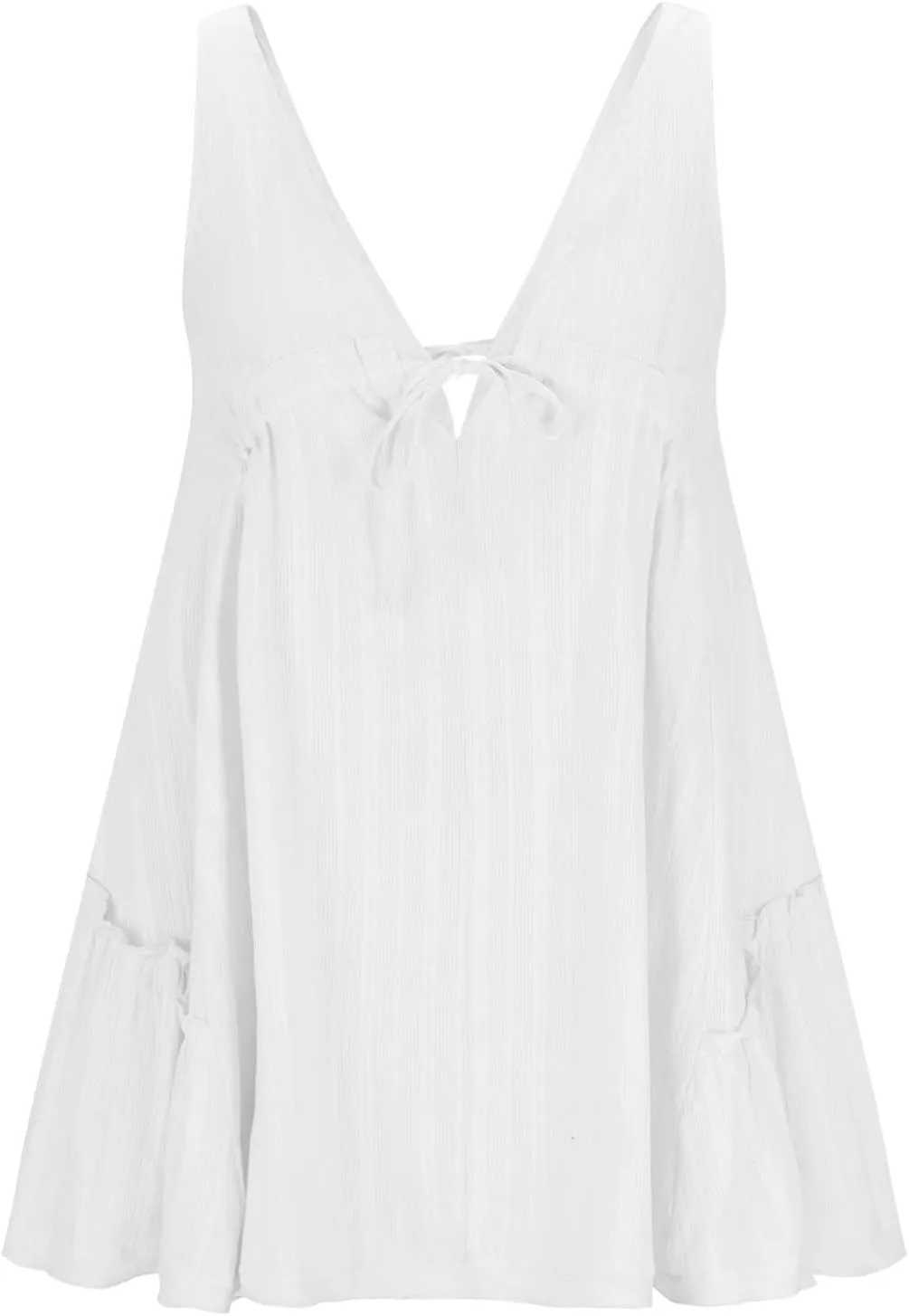Womens Dressy Sexy Casual V Neck Low Cut Tank Dress Holiday Vacation Casual Beach Cover Ups Sleeveless Outfits
