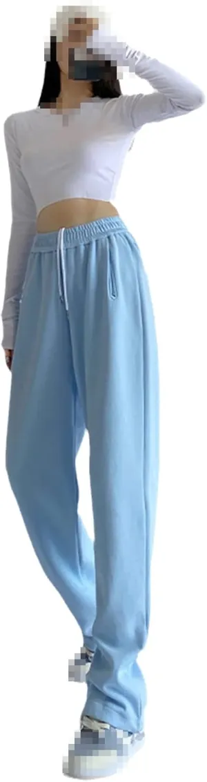 Women's Fall Cotton Sweatpants Loose Casual Harem Pants High Waist Straight Wide Leg Pants