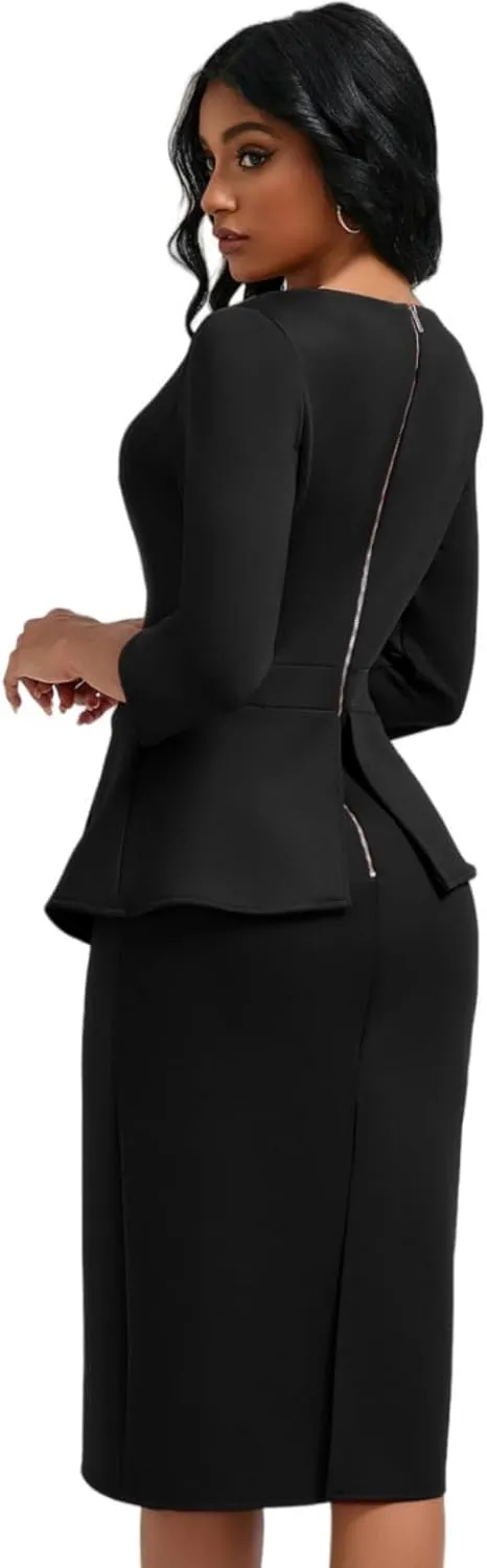 Women's Fashionable Pencil Skirt Slim fit Elegant Multifunctional Church Teacher Office Business Set