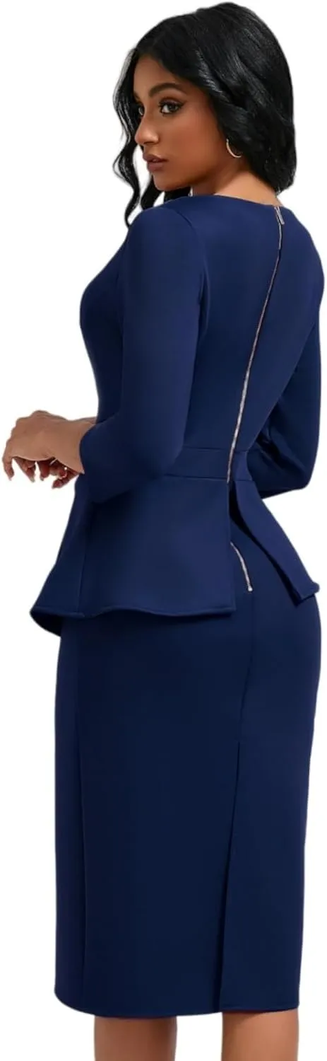 Women's Fashionable Pencil Skirt Slim fit Elegant Multifunctional Church Teacher Office Business Set