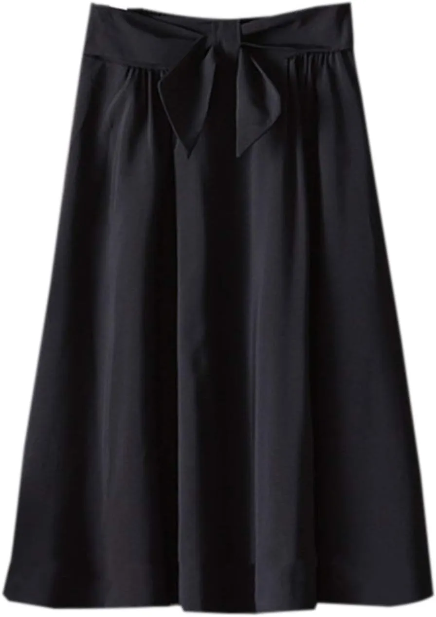 Women's Girls High Waist Flared Skirt Pleated Midi A-line Solid Color