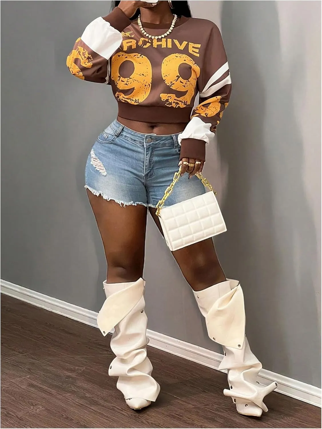 Women's Graphic Print Sweatshirt Pullover Crew Neck Long Sleeve Crop Jersey Tops Streetwear