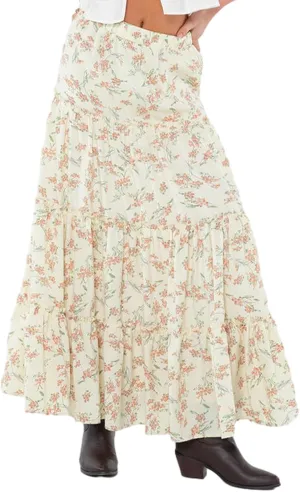 Women's Long Maxi Skirts Elastic High Waist Tiered Flowy Long Skirt Pleated Swing A-Line Maxi Summer Beach Skirt