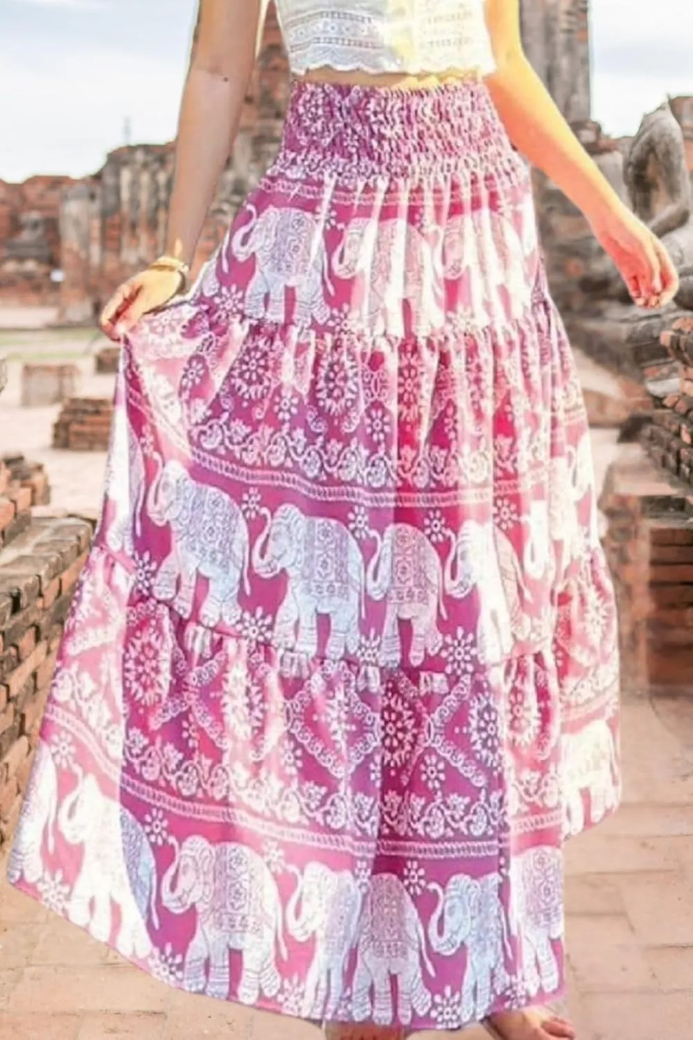 Women's Maxi Long Skirts, High Waisted Lightweight Silky Soft Flowy Ruffle Cute Trendy Boho Hippie, One Size Fits All