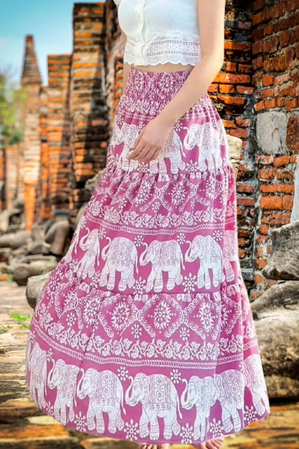 Women's Maxi Long Skirts, High Waisted Lightweight Silky Soft Flowy Ruffle Cute Trendy Boho Hippie, One Size Fits All