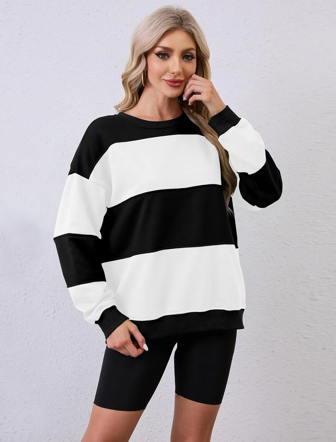 Womens Oversized Sweatshirts Long Sleeve Loose Fit Solid Color Pullover Tops Casual Comfy Fall Fashion Clothes 2024