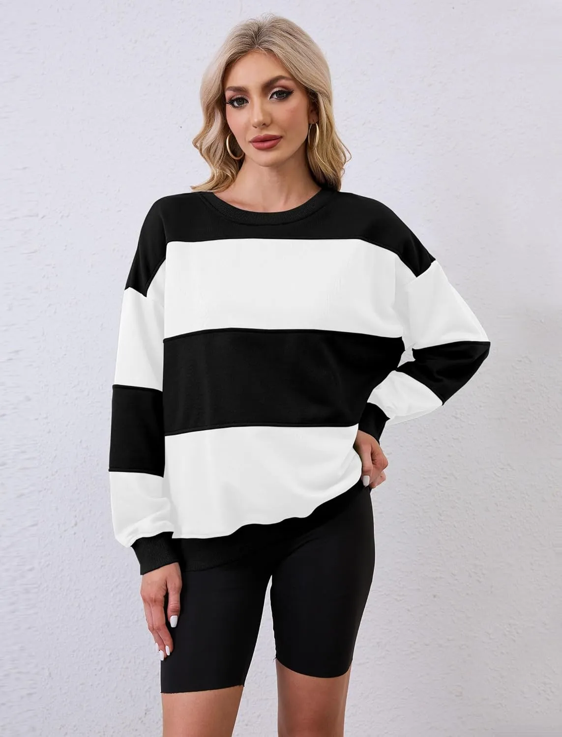 Womens Oversized Sweatshirts Long Sleeve Loose Fit Solid Color Pullover Tops Casual Comfy Fall Fashion Clothes 2024