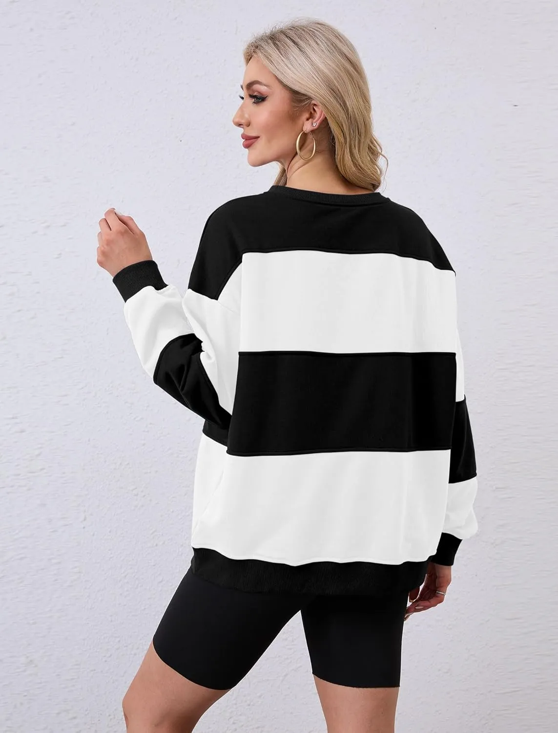 Womens Oversized Sweatshirts Long Sleeve Loose Fit Solid Color Pullover Tops Casual Comfy Fall Fashion Clothes 2024