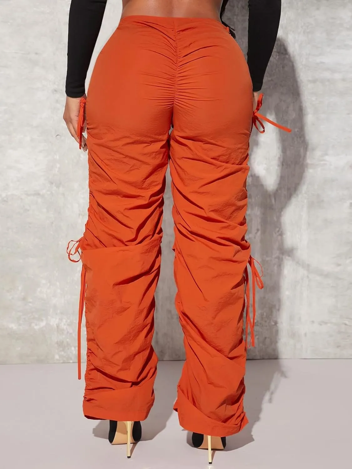 Women's Pants Drawstring Waist Cutout Ruched Parachute Pants Pant for Women