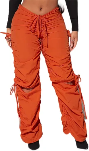 Women's Pants Drawstring Waist Cutout Ruched Parachute Pants Pant for Women