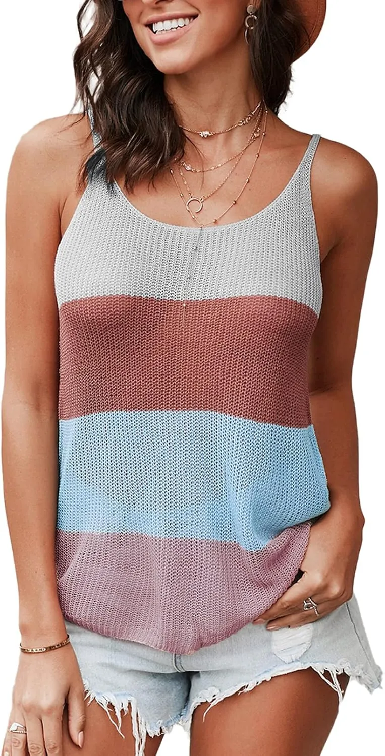 Women's Scoop Neck Spaghetti Strap Babydoll Tank Tops Ruffle Hem Peplum Sleeveless Tunic