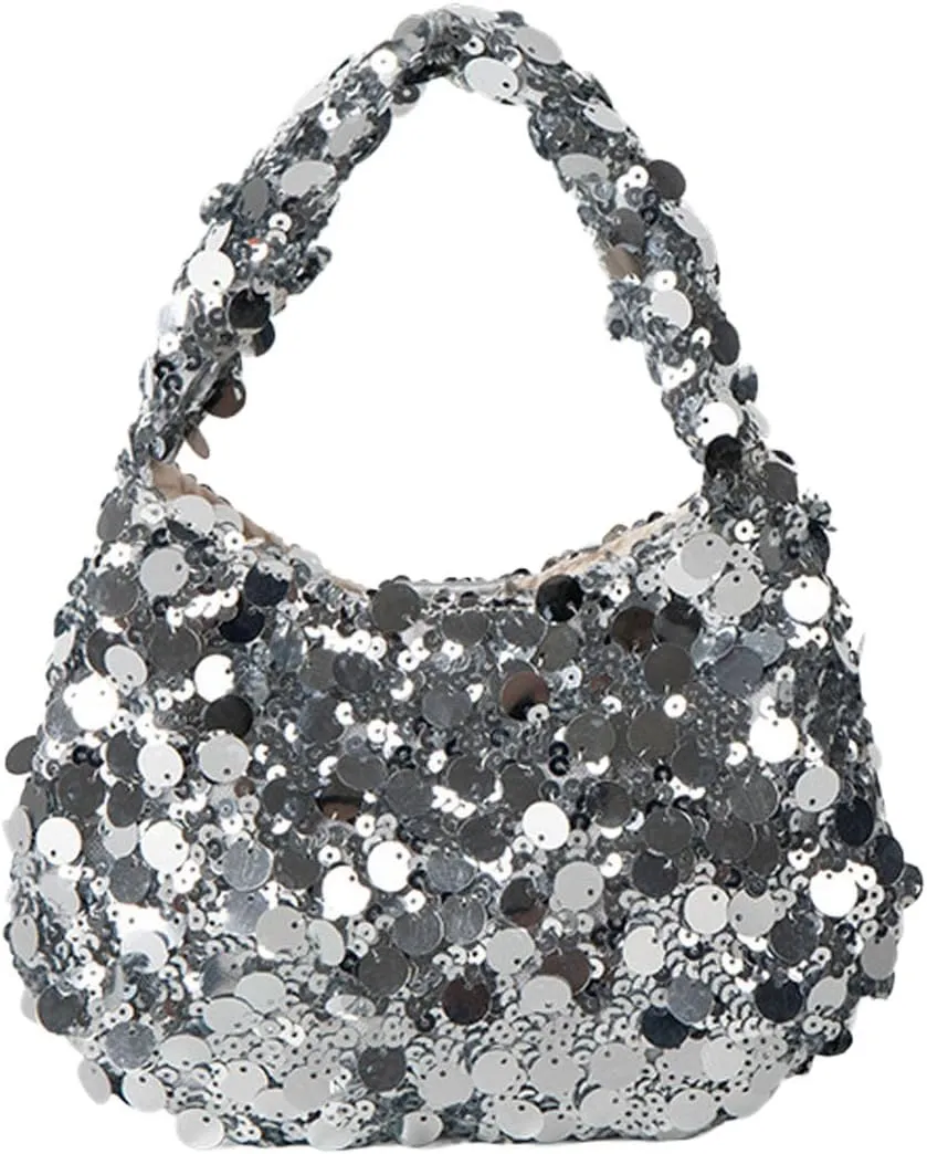 Women's Sequin Handbag Shoulder Bag Fashionable Hook and Loop Y2k Shiny Party Dating Hobo Phone Bag