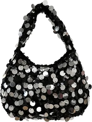 Women's Sequin Handbag Shoulder Bag Fashionable Hook and Loop Y2k Shiny Party Dating Hobo Phone Bag
