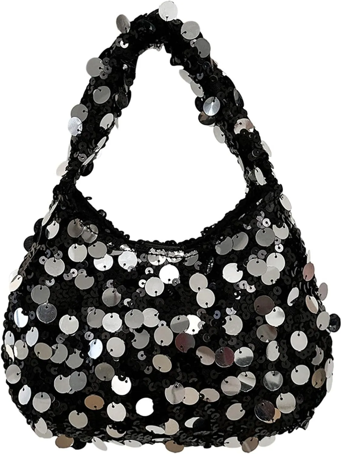 Women's Sequin Handbag Shoulder Bag Fashionable Hook and Loop Y2k Shiny Party Dating Hobo Phone Bag