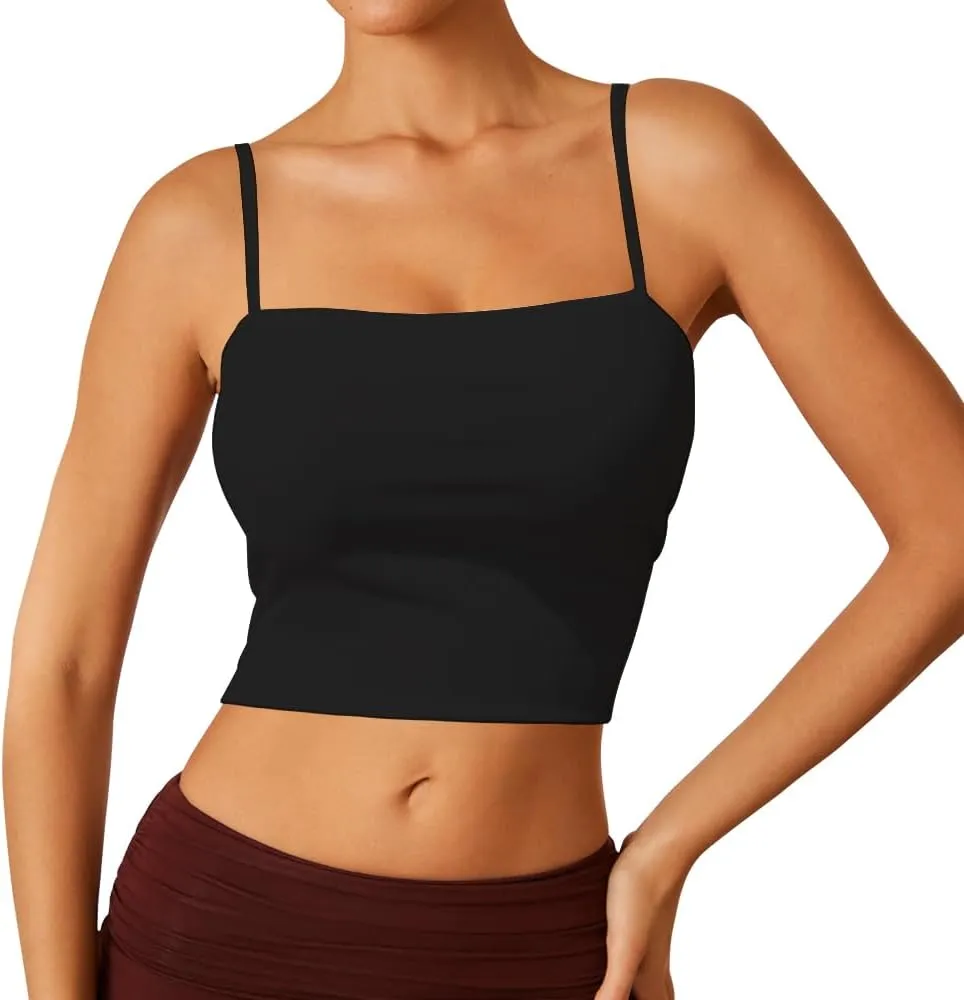 Women's Sexy Adjustable Spaghetti Strap Basic Cami Camisole Double Layer Tank Crop Tops